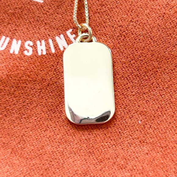 NEW Anthropologie Love Dog Tag Necklace 14K Gold Plated Adjustable Chain - Picture 4 of 8